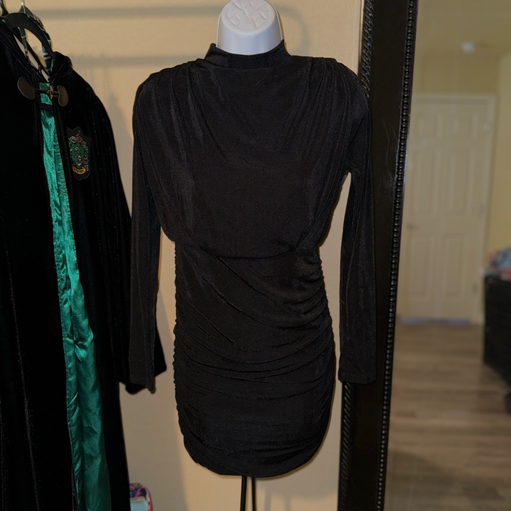 Black Long Sleeve Mini Dress. Size Small